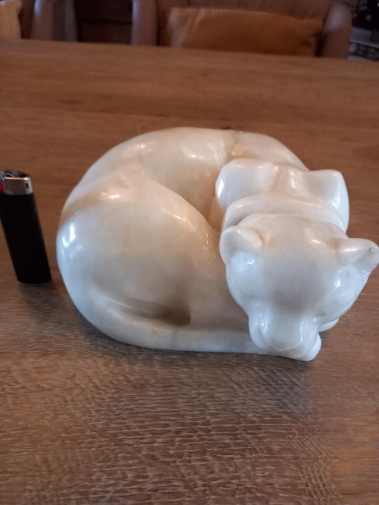 Vintage slapende poes  marmer jaren 30, Enlèvement ou Envoi