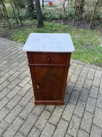 Vintage houten nachtkastje met marmeren blad, Ophalen