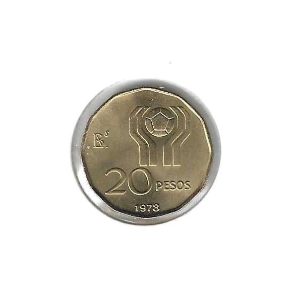 Argentinië, 20 Pesos 1978, WK-voetbal., Ophalen of Verzenden, Zuid-Amerika, Losse munt