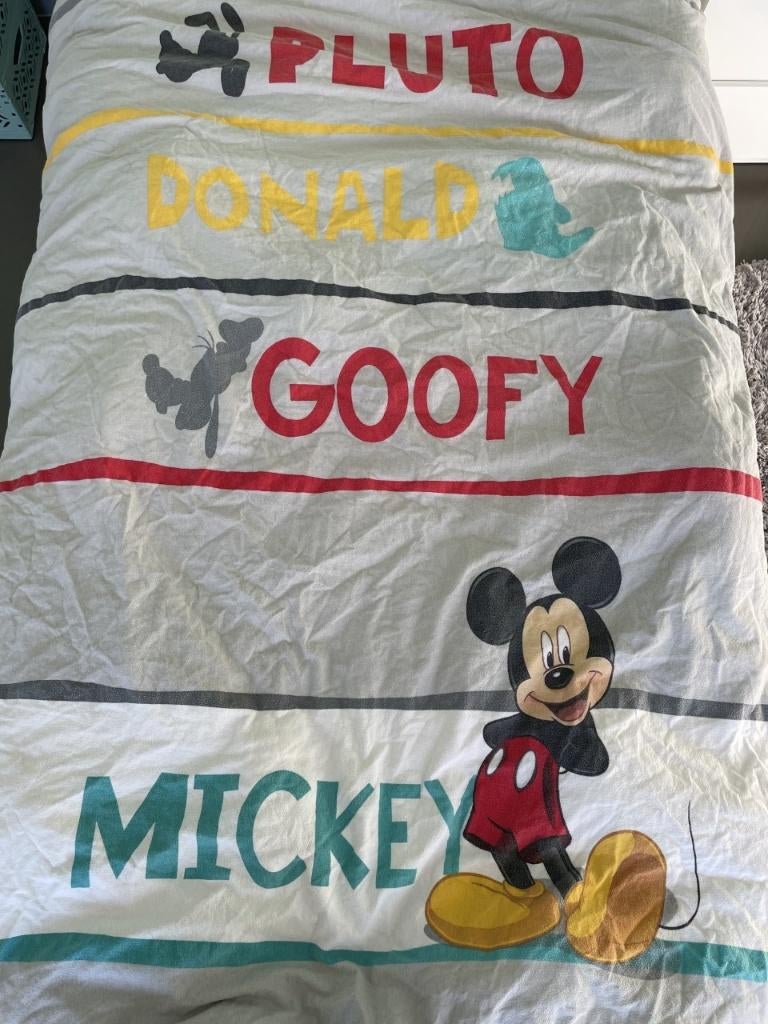Flanel overtrek voor donsdeken van Mickey Mouse, Dekbedovertrek, Ophalen of Verzenden, Zo goed als nieuw, Grijs
