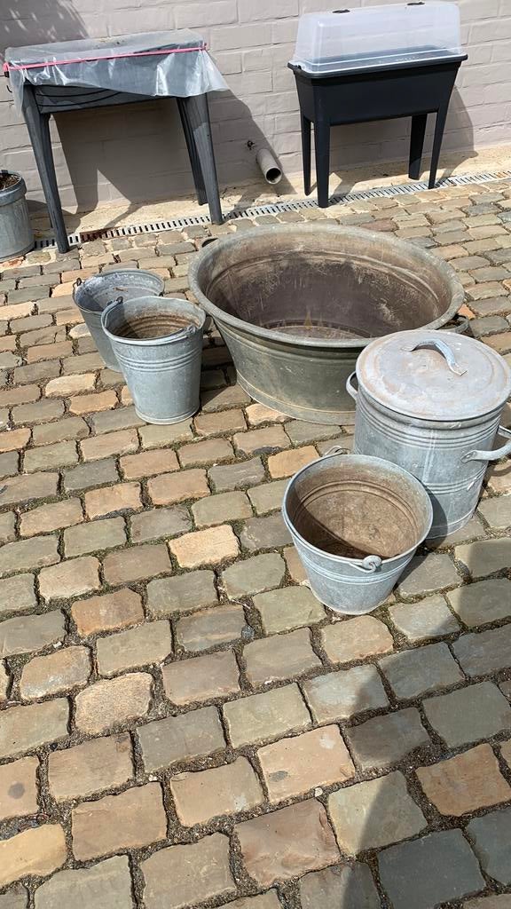 Metalen kuip en emmers voor bloemen, Ophalen, Gebruikt, Metaal, 30 tot 60 cm