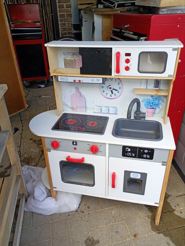 Keukenelctries glijbaan frigobox met radio, Ophalen, Zo goed als nieuw, Hout, Speelkeuken