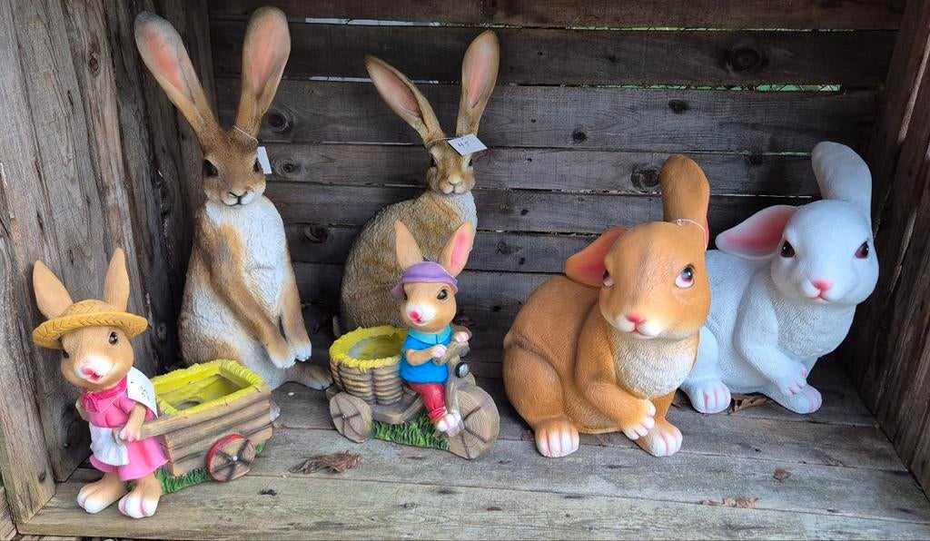 Konijn/hazen familie ,tuinbeelden, Ophalen, Nieuw, Kunststof, Dierenbeeld