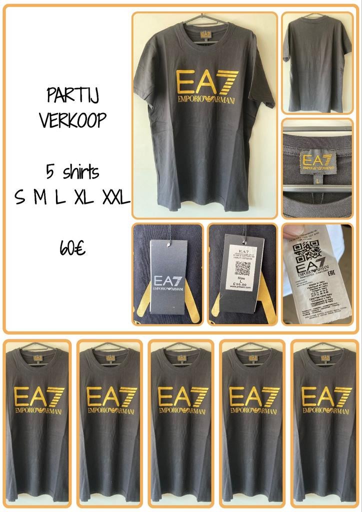 5 t-shirts S M L XL XXL noirs avec logo doré, Vêtements | Hommes, Enlèvement ou Envoi, Neuf, Autres tailles