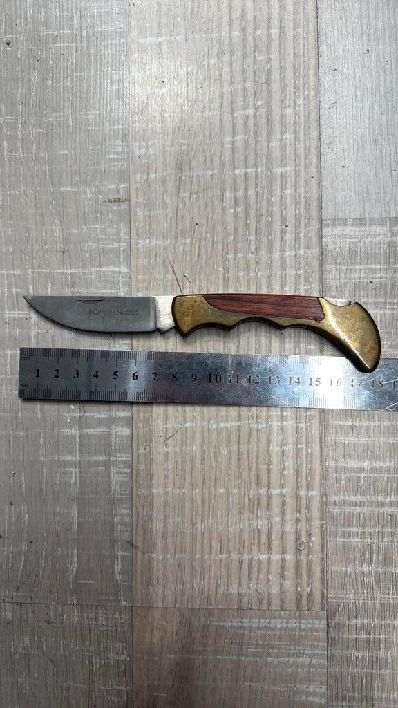 Couteau pliant HOMECO Solingen Germany – manche bois, Caravanes & Camping, Outils de camping, Utilisé, Enlèvement ou Envoi