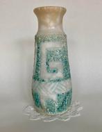 Vase en technologie de pâte de verre, crème à turquoise, Enlèvement ou Envoi