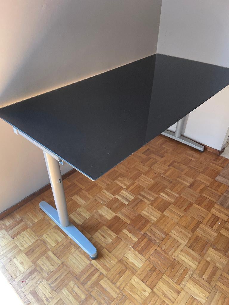 Grande table/ bureau en verre noir 162/80/77 de haut, Autres types, Utilisé, Démontable, Moderne
