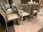 Zanotta Lia partij 32 design stoelen grijs leder & alu, Huis en Inrichting, Stoelen, Ophalen, Gebruikt, Leer, Grijs