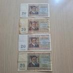 Lot 4 billets de 20 francs de. Belgique, Enlèvement ou Envoi