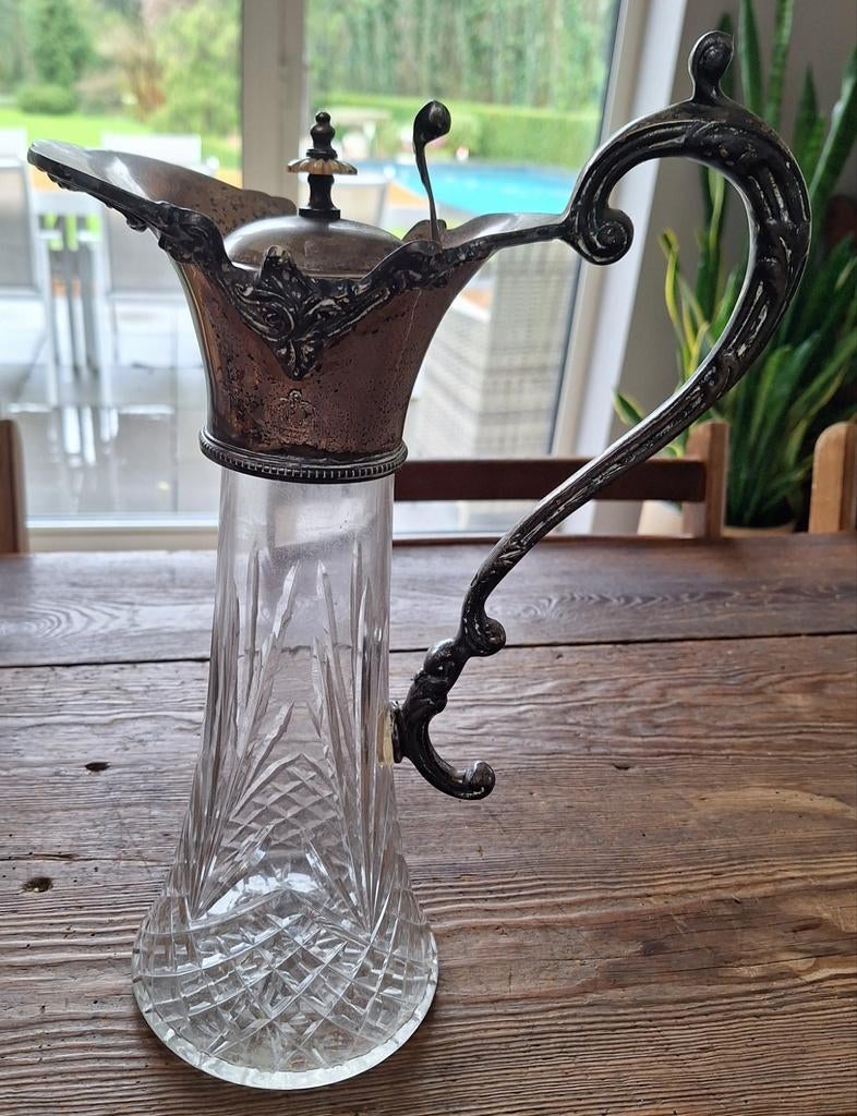 Kristal karaf met zilver inlegwerk, Ophalen of Verzenden