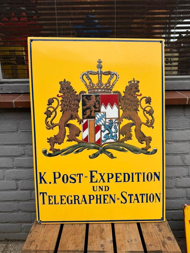 Panneau d'affichage émaillé postal allemand, Collections, Marques & Objets publicitaires, Utilisé, Panneau publicitaire, Enlèvement