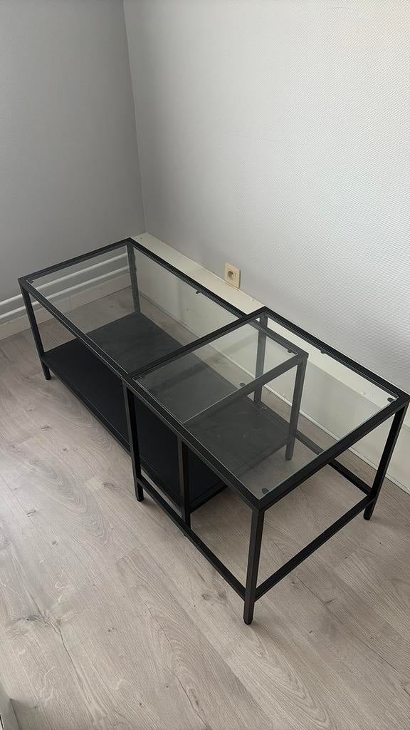 Glazen salontafel, Huis en Inrichting, Tafels | Salontafels, Ophalen, Zo goed als nieuw
