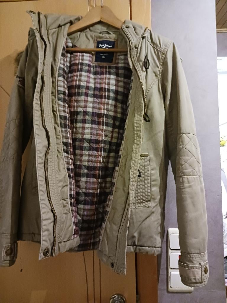 Winterjas met kap Pepe Jeans, Kleding | Dames, Beige, Ophalen of Verzenden, Zo goed als nieuw, Maat 36 (S)