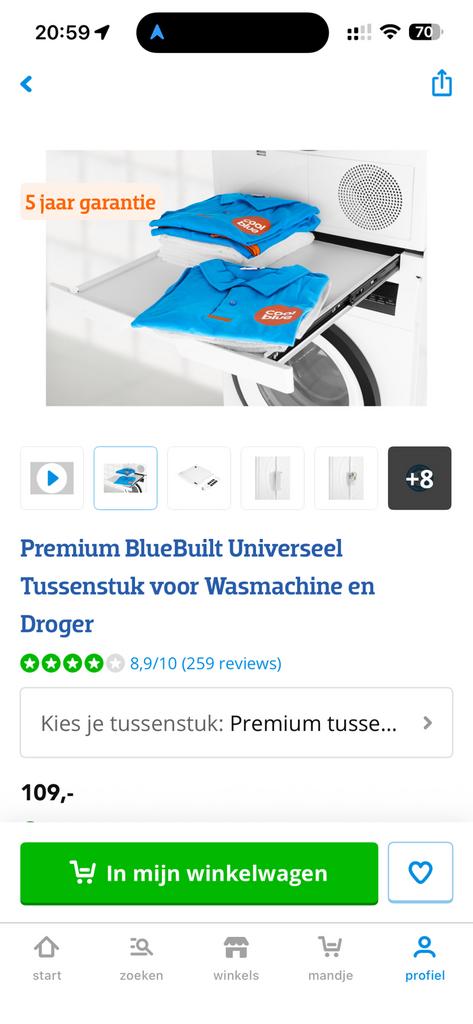 Premium bluebuilt tussenstuk wasmachine droger, Elektronische apparatuur, Ophalen, Zo goed als nieuw