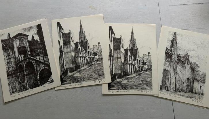 Afdrukken van BRUGGE van Albert Goethals, Antiquités & Art, Art | Eaux-fortes & Gravures, Enlèvement