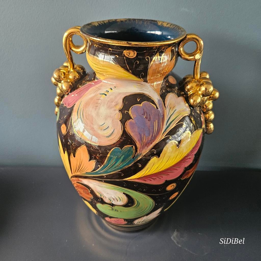 Vintage keramieken Italiaanse vaas,handgeschilderd, Antiek en Kunst, Ophalen