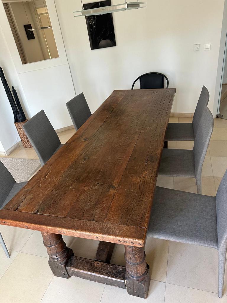 Eiken eettafel, Huis en Inrichting, Ophalen, Massief eik, Eikenhout, 200 cm of meer