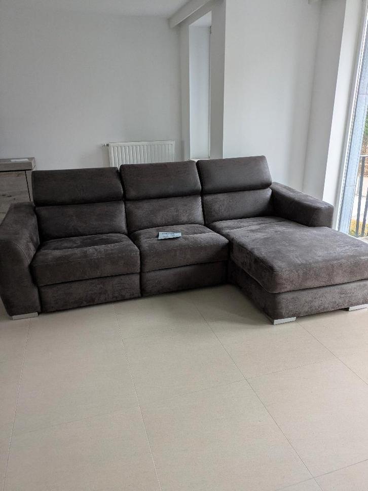 Divan avec méridienne en tissus micro fibre, Maison & Meubles, Canapés | Salons, Comme neuf, Banc d'angle, Tissus, Enlèvement