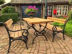 Tuinset, 2 banken met tafel, Salons de jardin, Comme neuf, Bois, Enlèvement