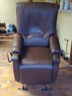 Fauteuil relax et releveur électrique – Cuir Marron –m, Maison & Meubles, Fauteuils, Enlèvement, Comme neuf, Cuir