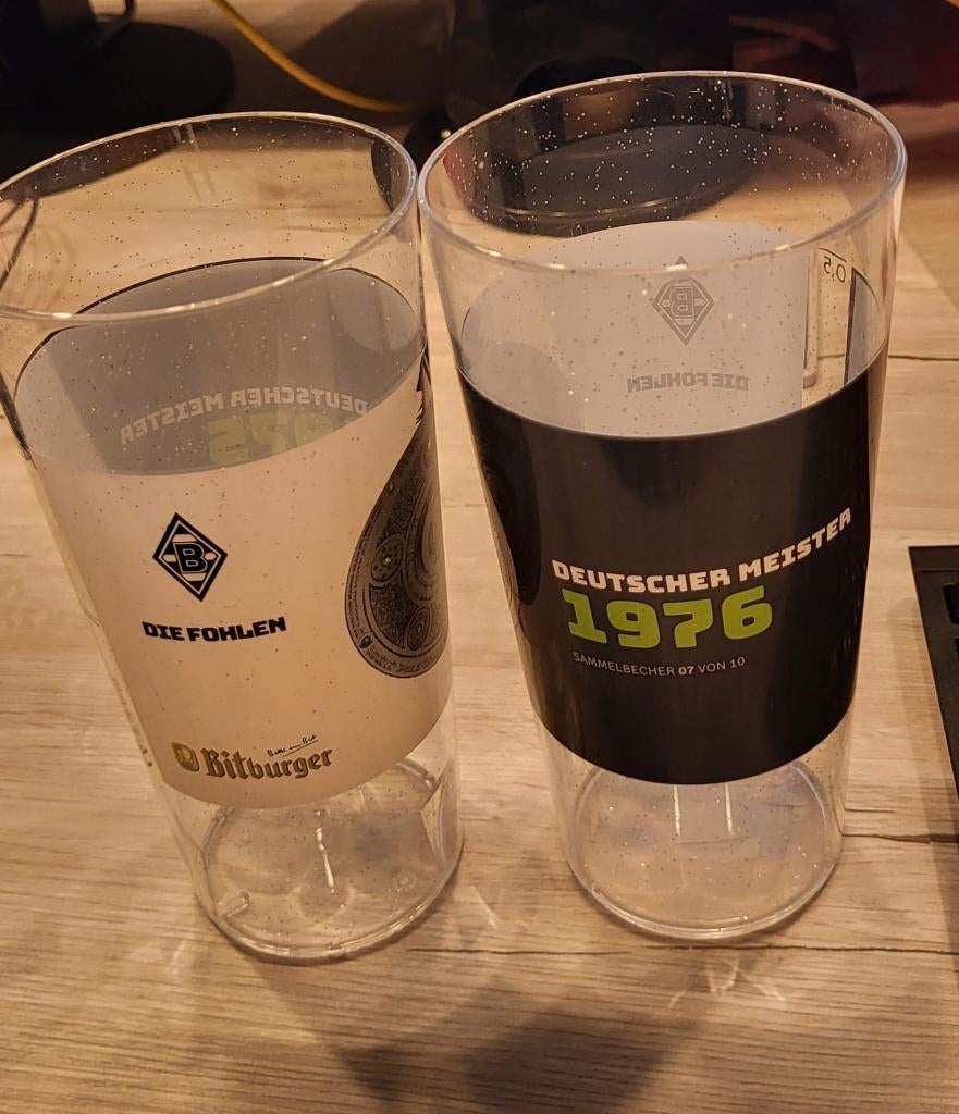 2x Drinkbeker Borussia Mönchengladbach, Verzamelen, Ophalen, Gebruikt, Overige typen