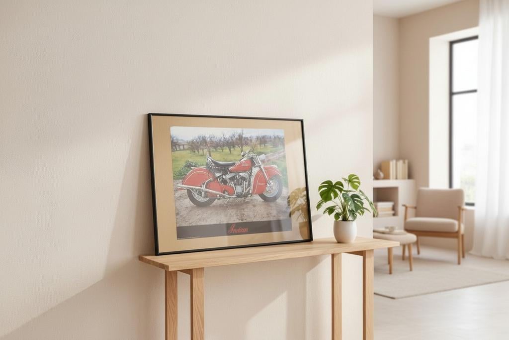 Belle affiche encadrée Indian Motorcycle, Antiquités & Art, Art | Peinture | Abstraite, Enlèvement ou Envoi