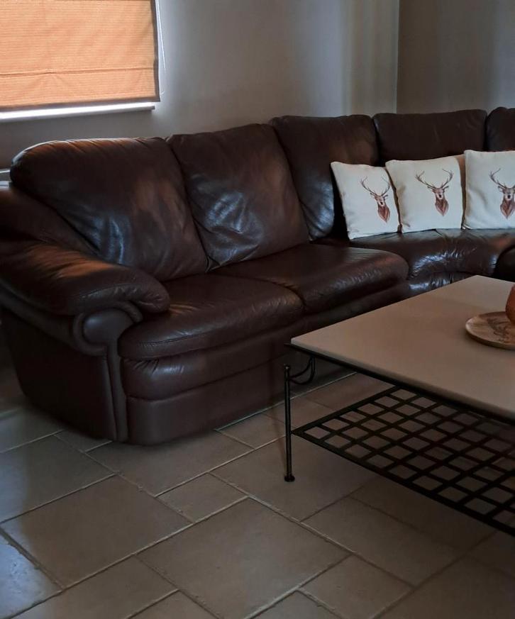 Salon Dorelaan Leder, Huis en Inrichting, Zetels | Complete zithoeken, Gebruikt, Leer, Ophalen