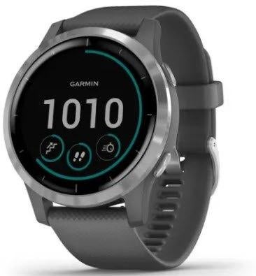 Garmin Vivoactive 4 Shadow Grey met zilveren hardware, Handtassen en Accessoires, Smartwatches, Garmin, Ophalen of Verzenden, Waterdicht