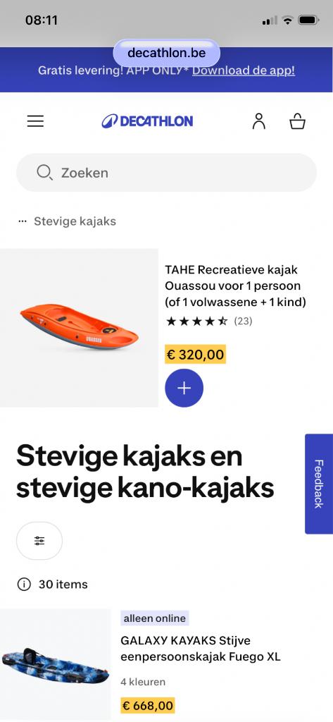 Tahe Kajak Decathlon nooit gebruikt, Enlèvement, Comme neuf