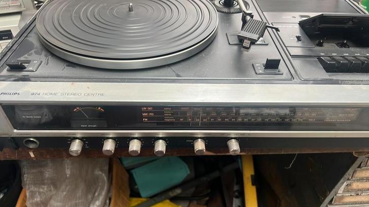 Philips 974 Stereo Centre – Alles Werkend,  vintage, Audio, Tv en Foto, Stereoketens, Gebruikt, Cassettedeck, Philips, Ophalen of Verzenden