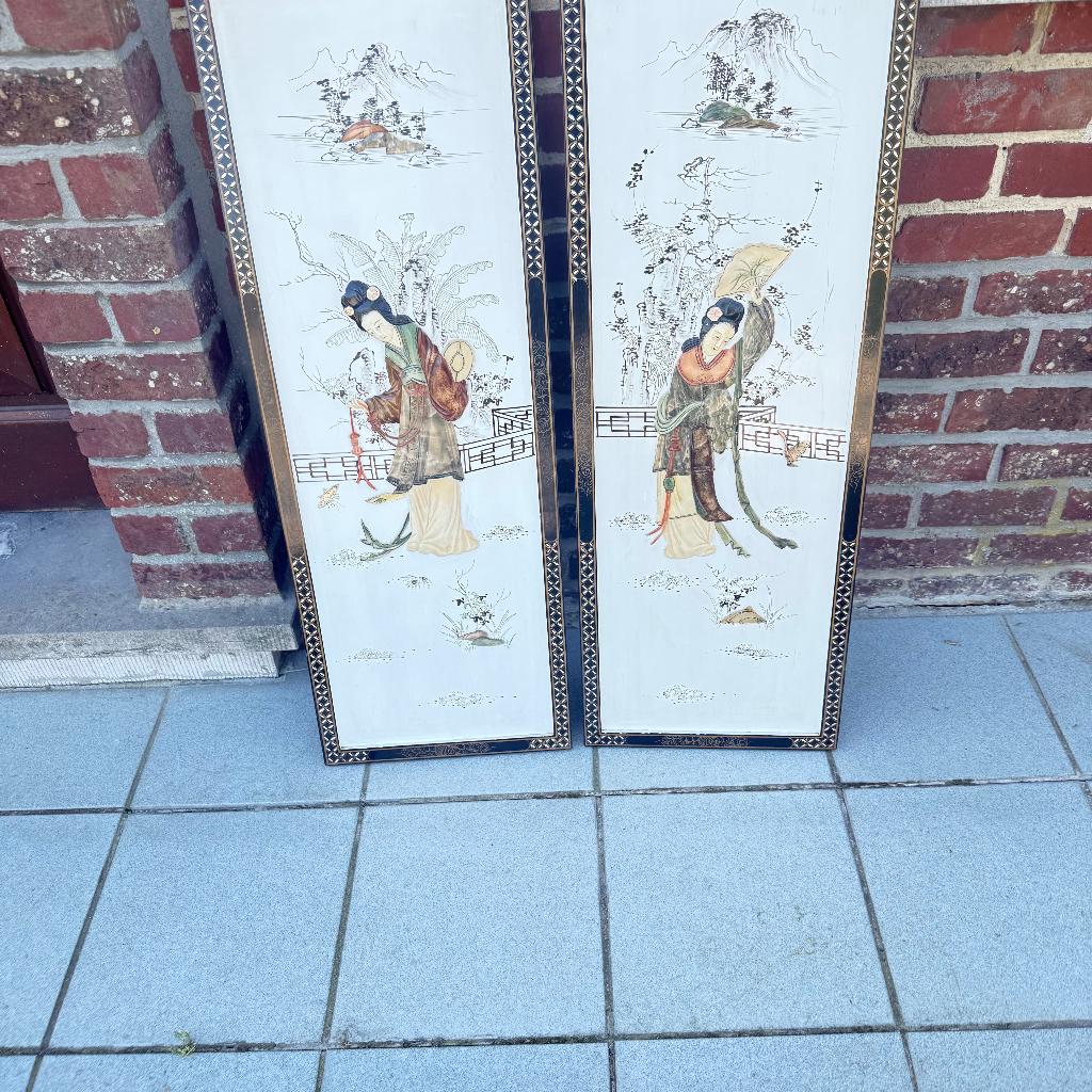 Chinese kaders met parelmoer en jade  origineel, Ophalen