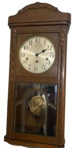 Antieke wandklok met slinger jaren 30, Antiek en Kunst, Curiosa en Brocante, Ophalen