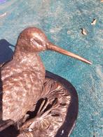 Bronzen beeld op marmeren sokkel (de houtsnip), Ophalen of Verzenden, Gebruikt