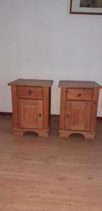 2 nachtkastjes van hout, mooi afgewerkt, Ophalen, Gebruikt, 55 tot 70 cm, 45 tot 65 cm
