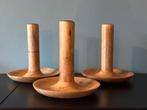 Set 3 massief houten kandelaars 20 cm, Moins de 25 cm, Enlèvement ou Envoi, Comme neuf, Brun