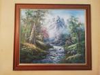 Schilderij van berglandschap op canvas, Antiek en Kunst, Ophalen of Verzenden