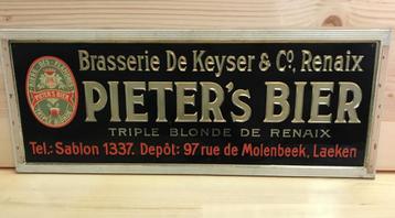 plaque tôle Pieter‘s Bier 1920 Molenbeek Laeken brasserie beschikbaar voor biedingen