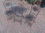 Tuinset van smeedijzer en gietijzer (tafel en 2 stoelen), Tuin en Terras, Ophalen, Nieuw