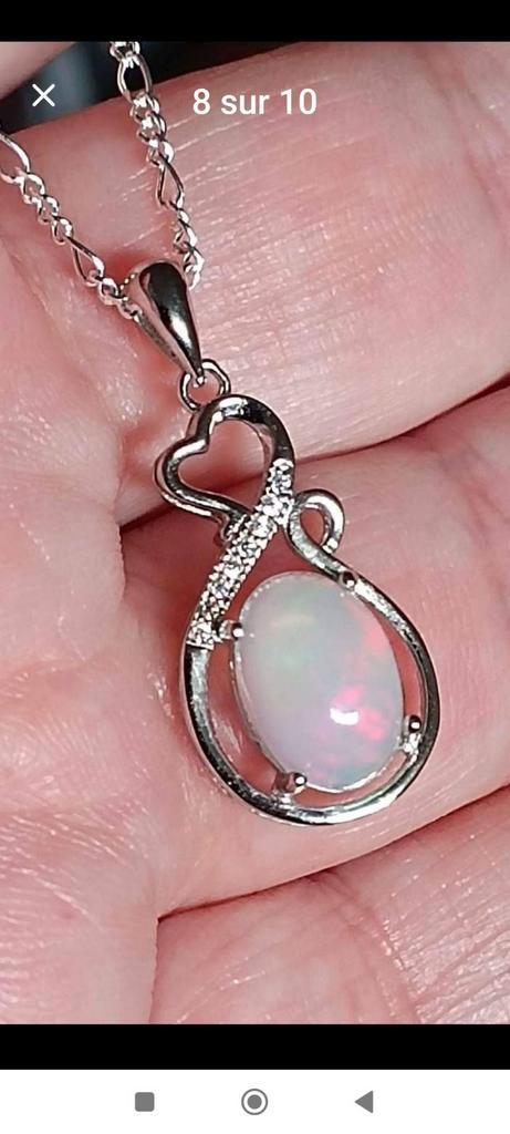 Sterling zilveren hanger met prachtig natuurlijk opaal, Handtassen en Accessoires, Kettinghangers, Nieuw, Zilver, Zilver, Met edelsteen