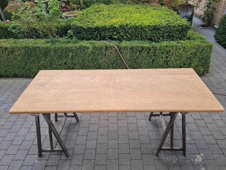 massief eiken tafelblad 210 x 83 x 4 cm, Antiek en Kunst, Curiosa en Brocante, Ophalen of Verzenden