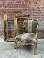 Vergulde Louis XV-stijl Fauteuil met Klassieke Bekleding, Antiek en Kunst, Ophalen