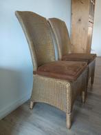 Rotan eetkamerstoelen met hoge rugleuning en kussens, Huis en Inrichting, Stoelen, Ophalen