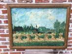 Landschap met schoven-olie op karton - 62x46 cm zonder kader, Ophalen