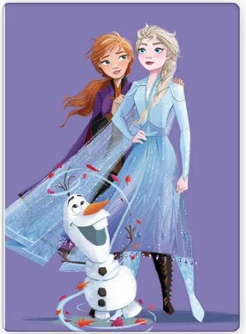 Disney Frozen Fleece Deken - Anna, Elsa en Olaf, Kinderen en Baby's, Kinderkamer | Beddengoed, Nieuw, Deken of Dekbed, Paars, Meisje