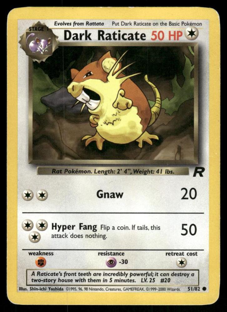 Dark Raticate 51/82 - Team Rocket, Hobby en Vrije tijd, Verzamelkaartspellen | Pokémon, Gebruikt, Verzenden