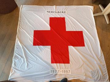 Grote vlag rode kruis Merelbeke 1m90 X 1m90 beschikbaar voor biedingen