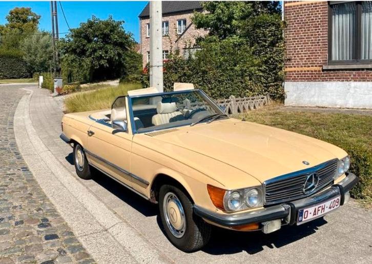 Oldtimer Mercedes-Benz 450 SL, Autos, Mercedes-Benz, Particulier, SL, Essence, Cabriolet, 2 portes, Automatique, Beige, Beige