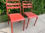 Twee vintage stalen stoelen, Maison & Meubles, Chaises, Vintage, Enlèvement, Utilisé, Rouge