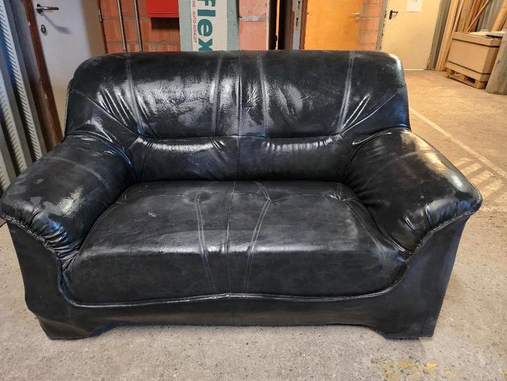 Gratis, vintage, zetel, zwart, skyleder, Maison & Meubles, Canapés | Salons, Utilisé, Banc droit, Deux personnes, 150 à 200 cm