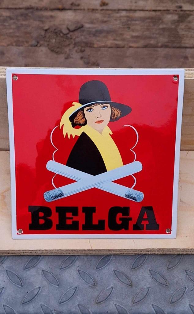 Tof emaille reclamebord Belga sigaretten., Verzamelen, Merken en Reclamevoorwerpen, Nieuw, Reclamebord, Ophalen of Verzenden